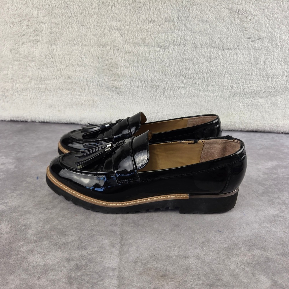 Carney Black Patent Tassel Loafers Lug Sole Slip On Shoes S2202